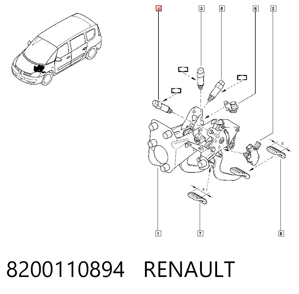 Interruptor de luz de freno 8200110894 RENAULT