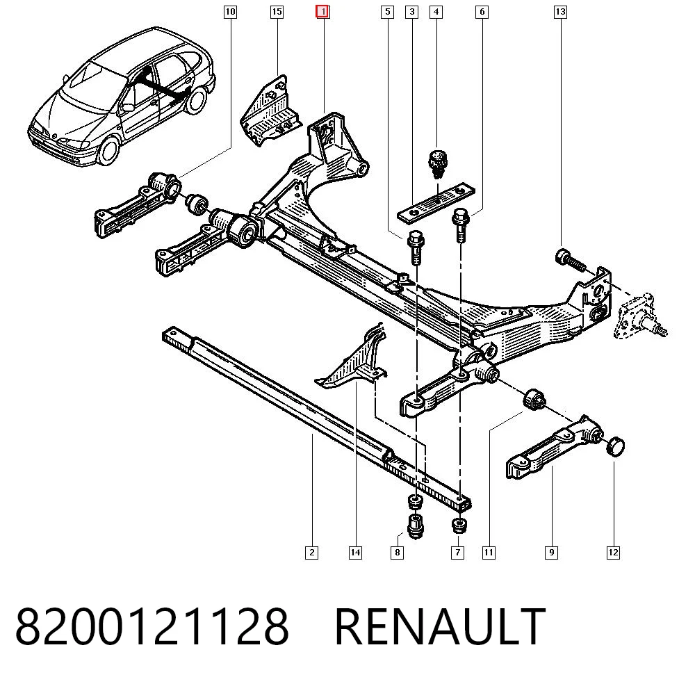 Subchasis trasero soporte motor 8200121128 RENAULT