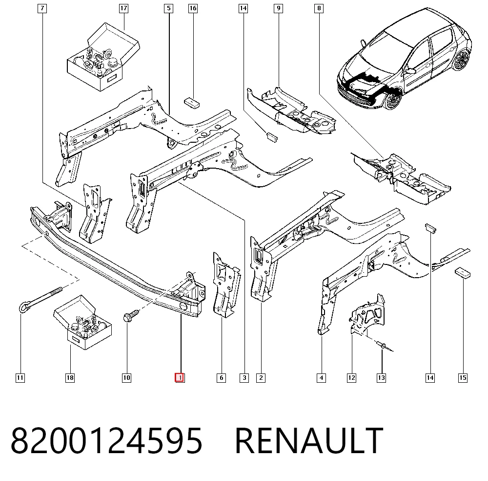 6055073 Polcar Refuerzo parachoque delantero