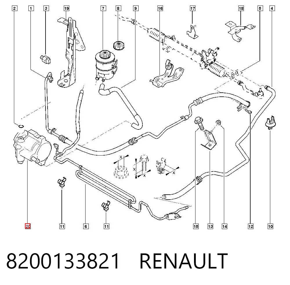 Bomba de dirección asistida 8200133821 RENAULT