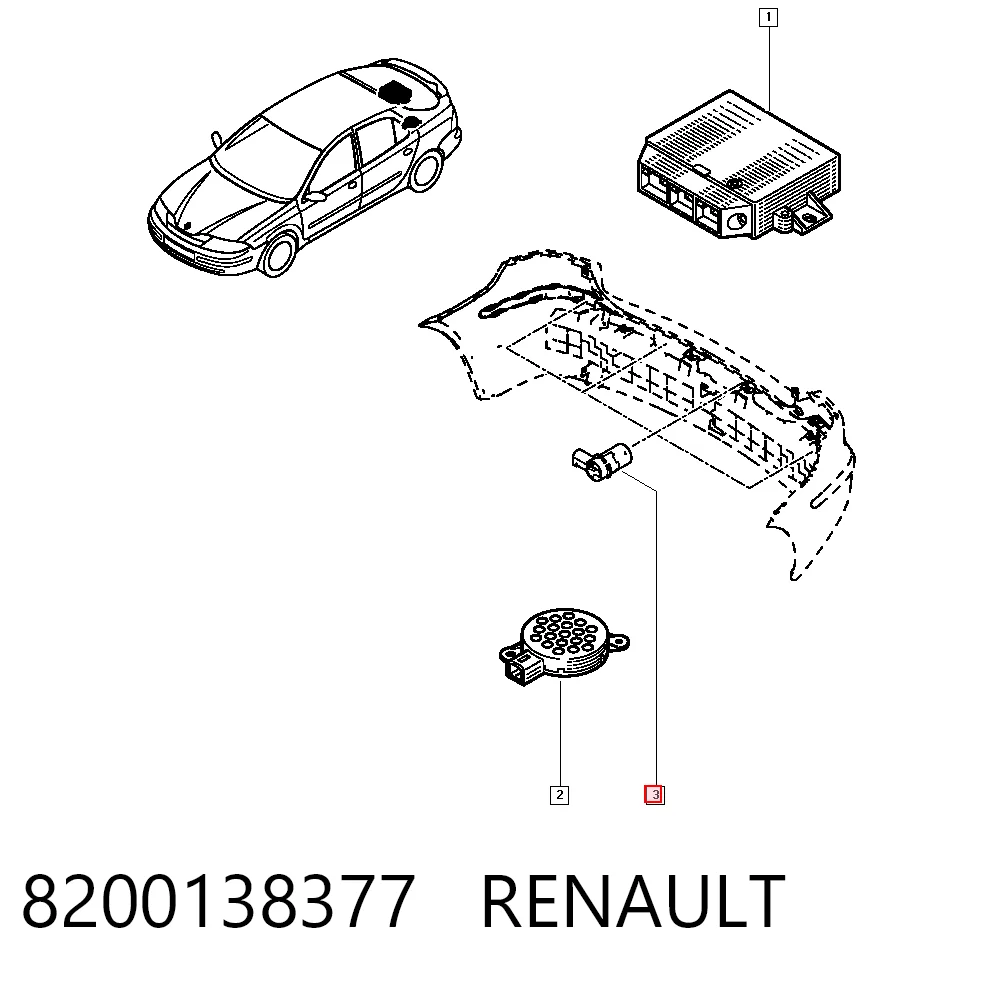 8200138377 Renault (RVI) Sensor alarma de estacionamiento trasero 