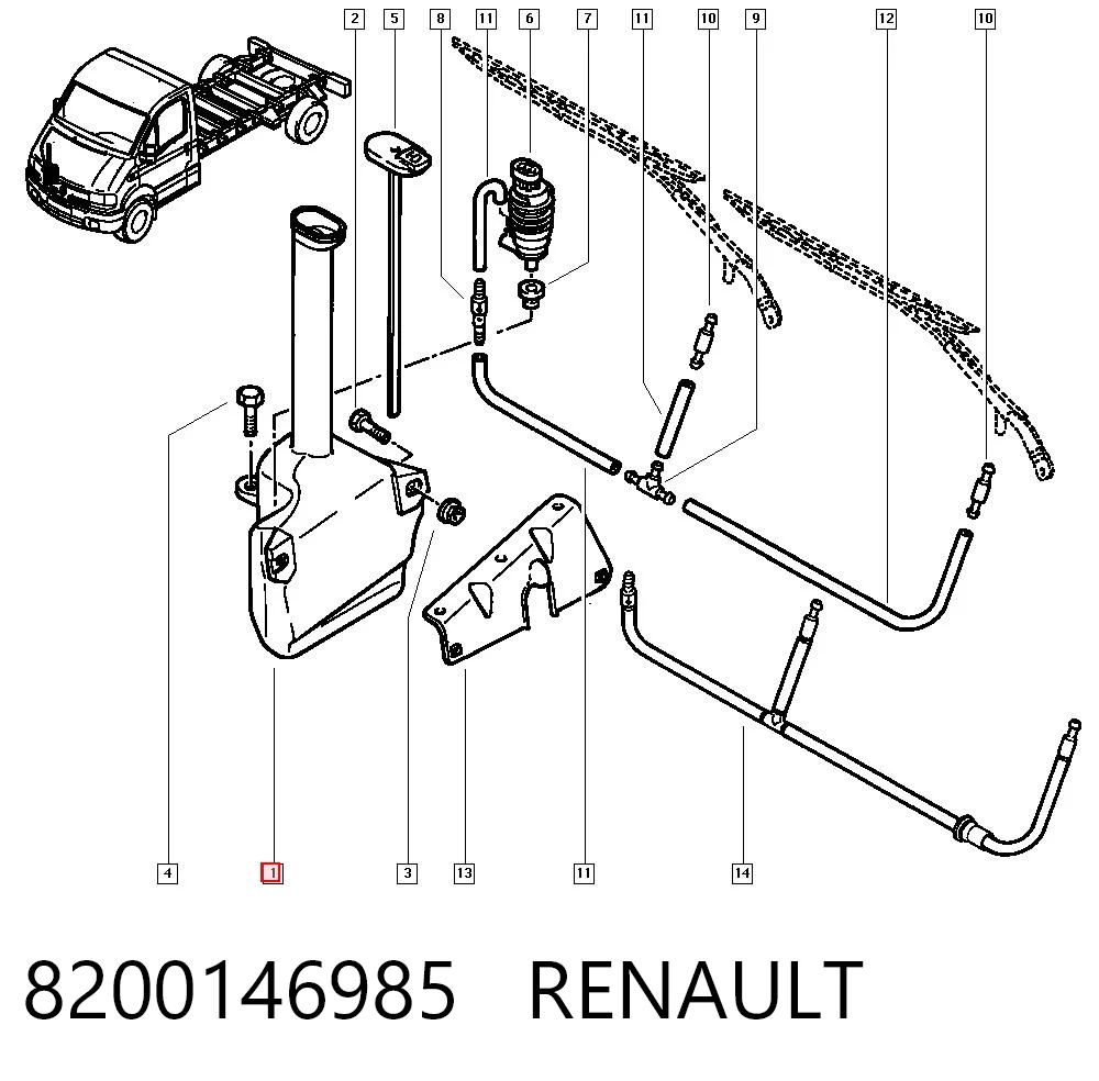 Comprar Depósito de líquido limpiaparabrisas Renault Master II HD, FD a bajo precio