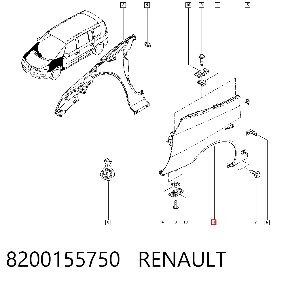 Aleta delantera izquierda para Renault Espace IV JK0