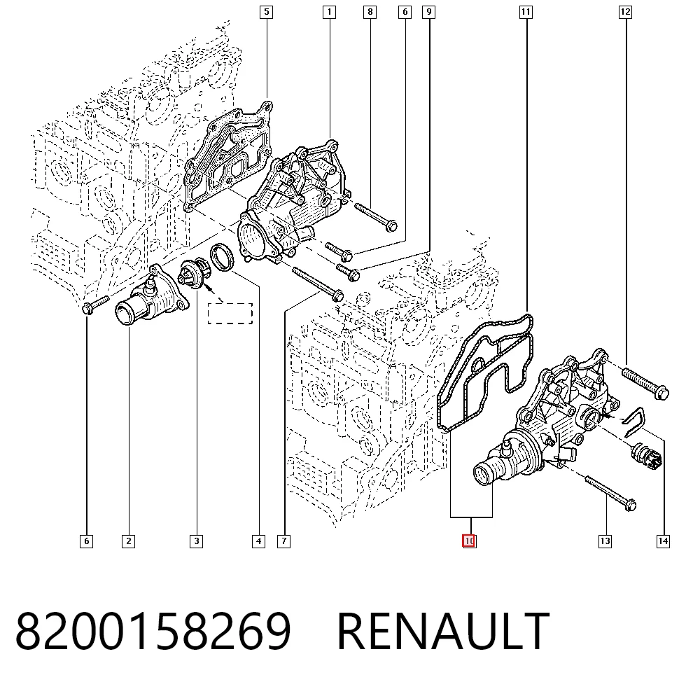 8200158269 Renault (RVI) Caja del termostato