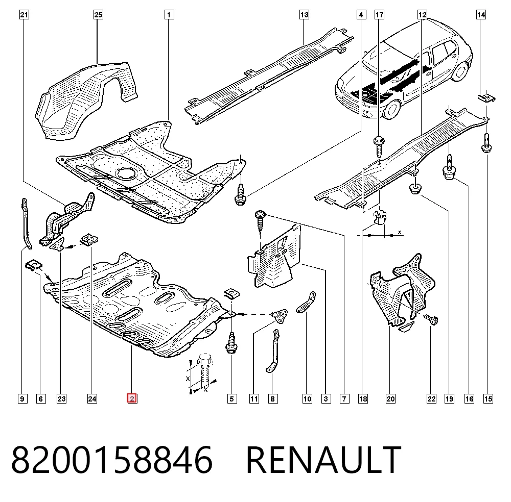 Protección delantera del motor 8200158846 RENAULT