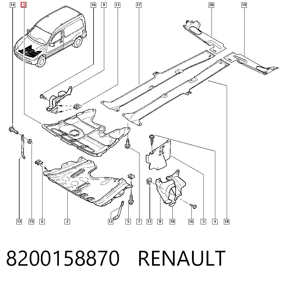 Protección motor / empotramiento para Renault Kangoo I KC0, KC1