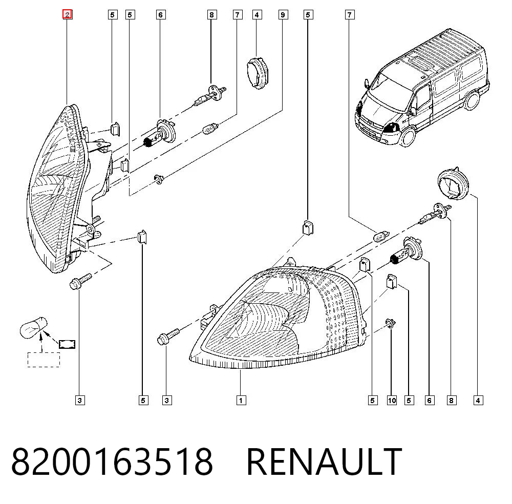 Faro delantero derecho Renault Master II furgoneta comprar en España