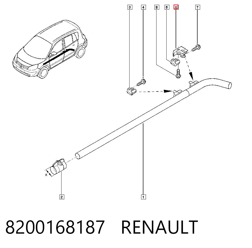 Soporte trasero del silenciador 8200168187 RENAULT