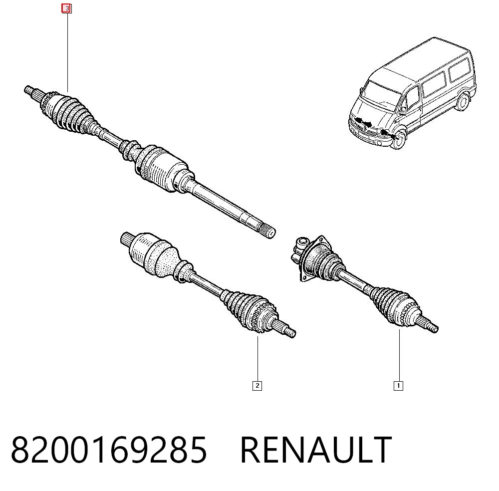 Semieje delantero derecho 8200169285 RENAULT