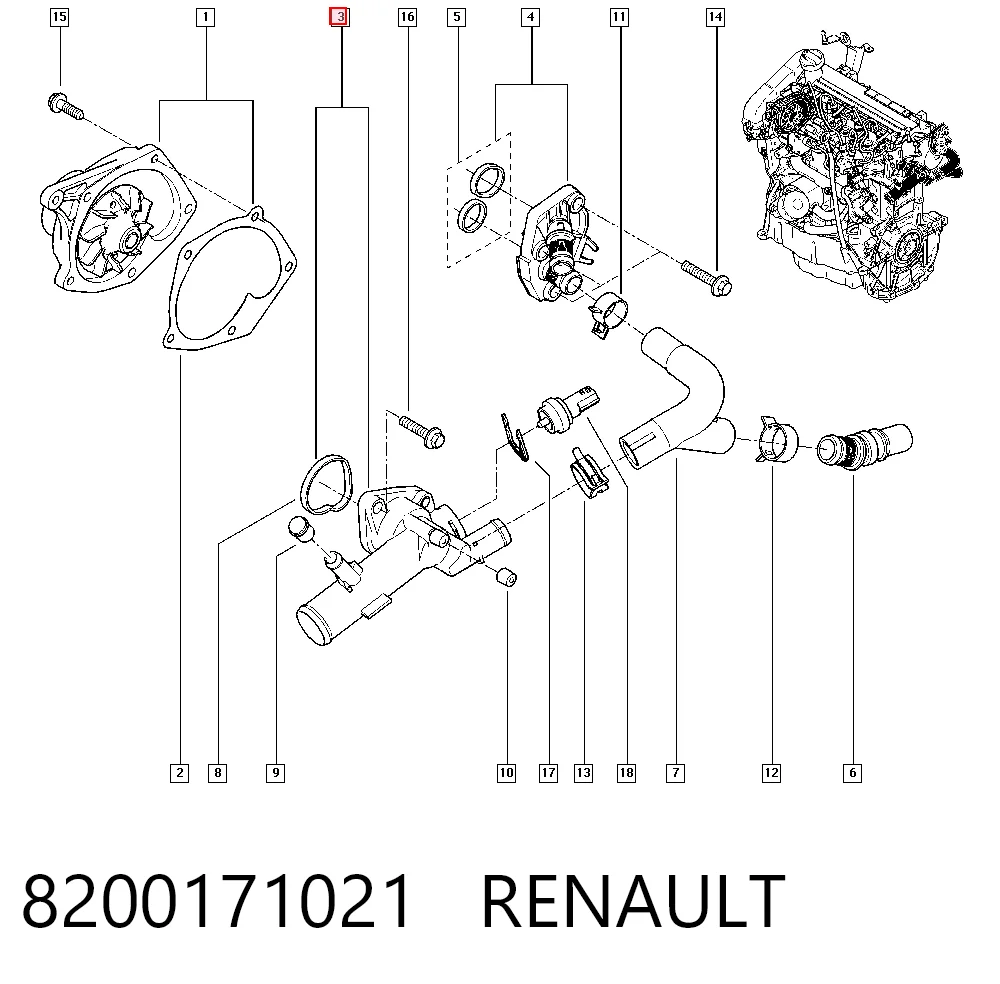 Comprar Carcasa del termostato Renault Kangoo  KC0, KC1 a bajo precio