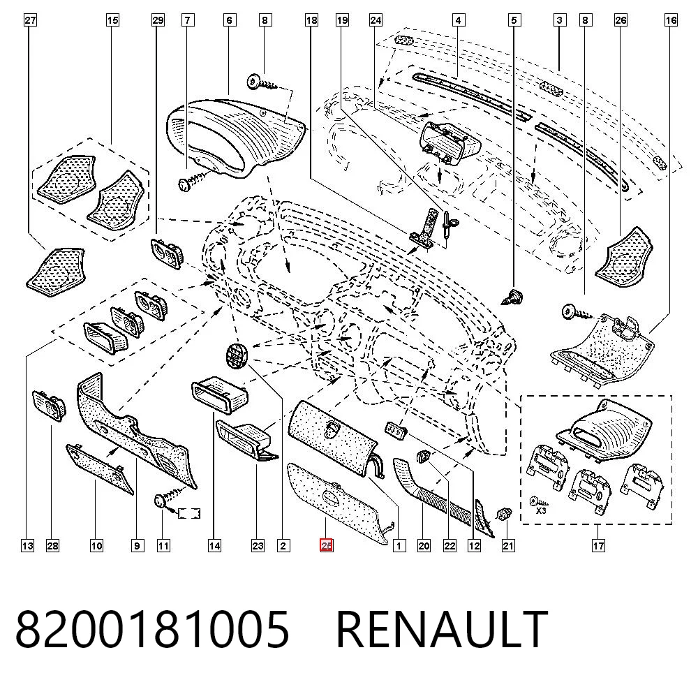Comprar Tapa de la guantera Renault Kangoo KC0, KC1 a bajo precio