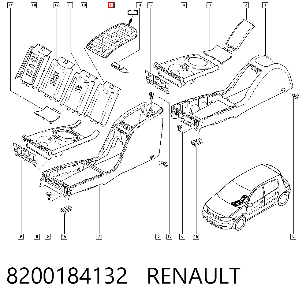 Apoyabrazos para Renault Megane II LM0, LM1