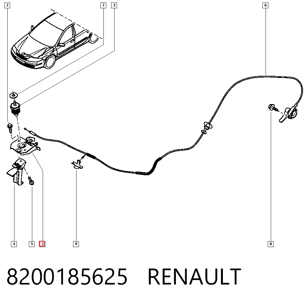 Cerradura de Capot para Renault Laguna II BG0, BG1