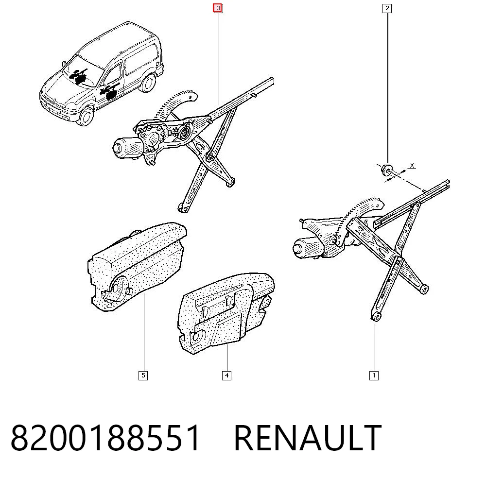 Comprar 8200188551 Nissan/Infiniti Mecanismo de elevalunas