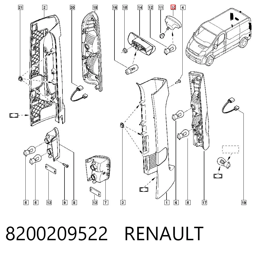 8200209522 Renault (RVI) Luz central de freno