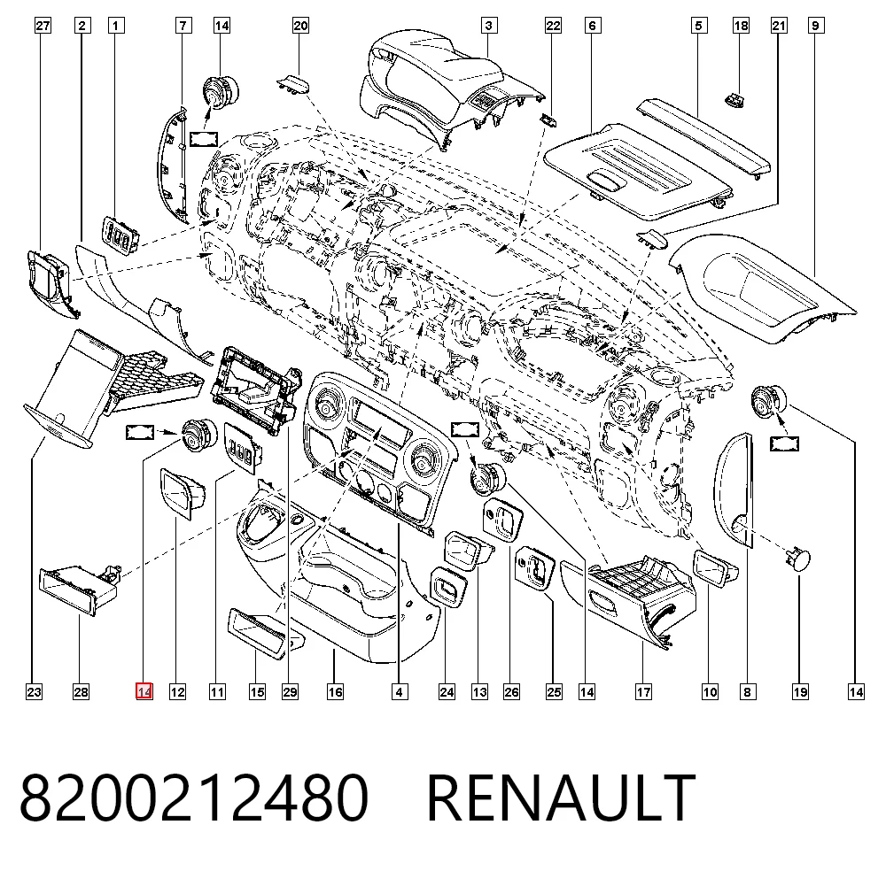 8200212480 Renault (RVI) Rejilla de ventilación de salpicadero
