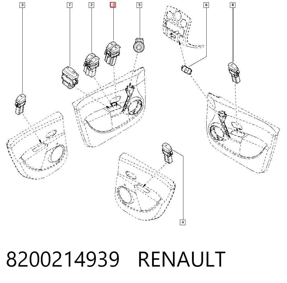 8200214939 Renault (RVI) Botón de encendido del motor del elevalunas delantero izquierdo