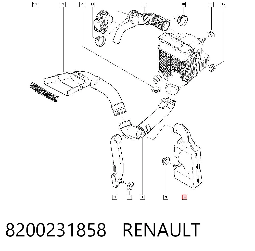 Resonador del filtro de aire 8200231858 RENAULT