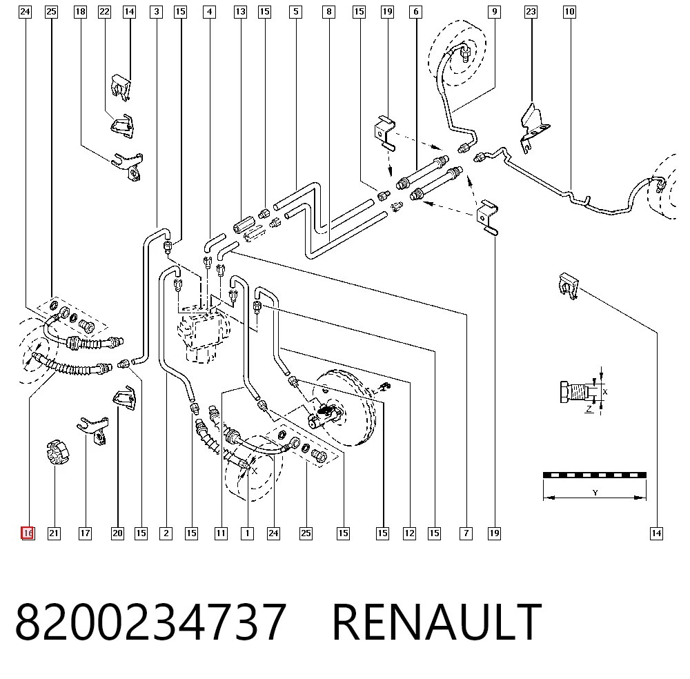 Latiguillos de freno delantero para Renault Megane LM0, LM1