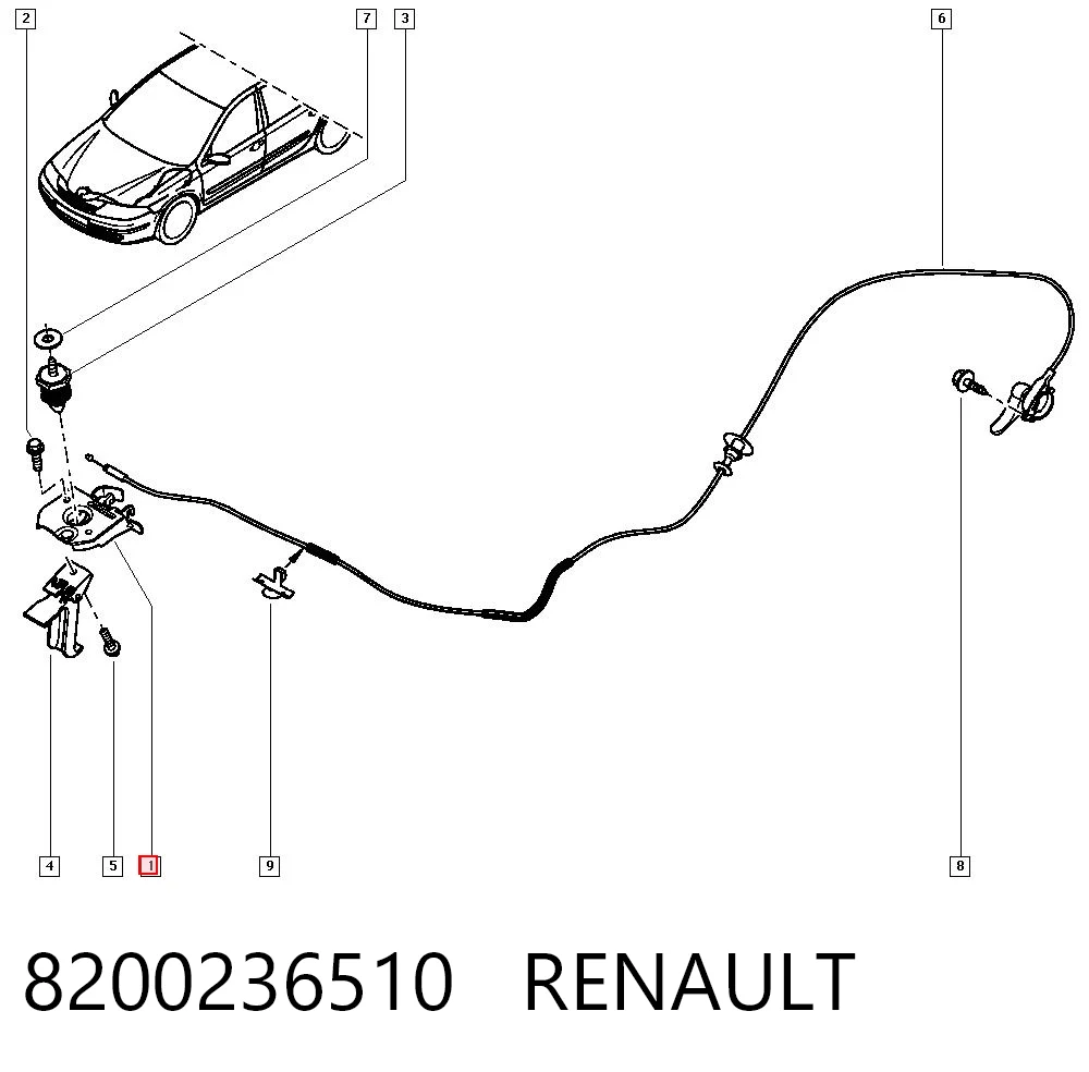 Cerradura de capó para Renault Laguna BG0, BG1