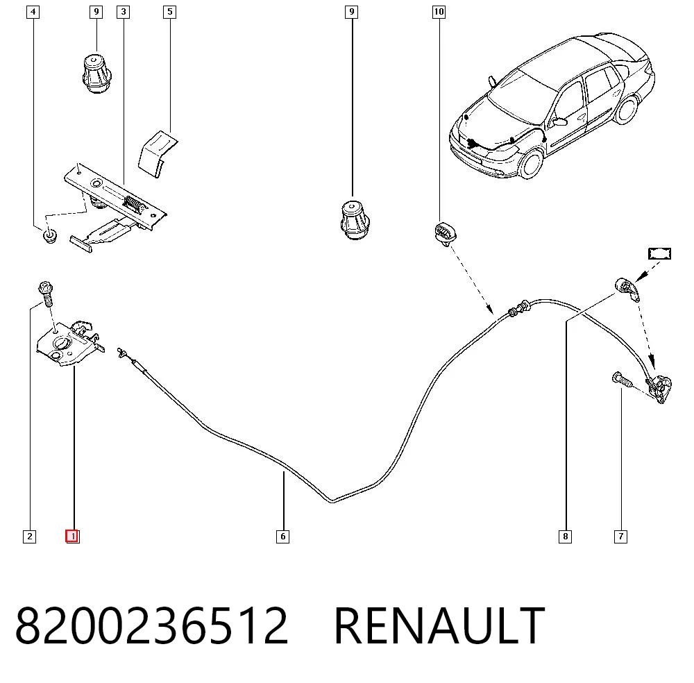 Comprar Cerradura del capó Renault Scenic II JM0, JM1 a bajo precio