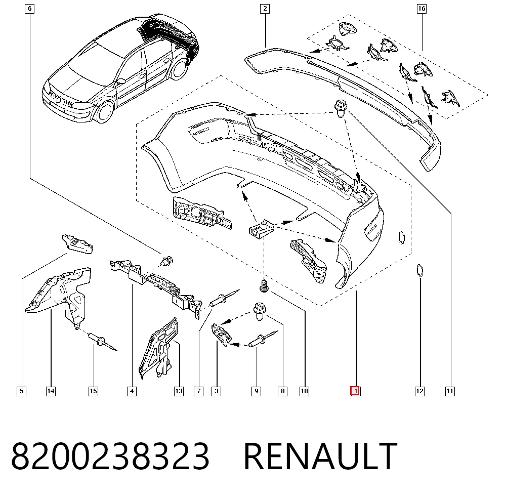  Parachoques trasero Renault Megane 2