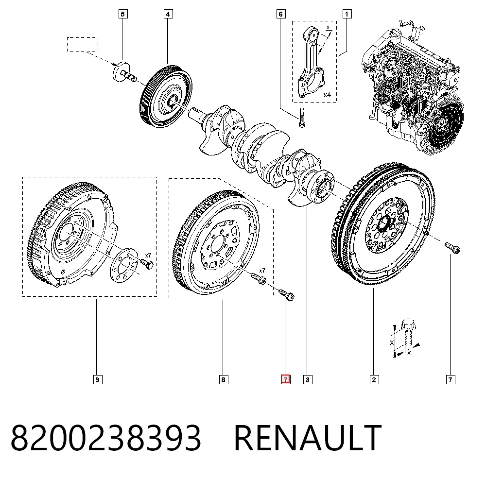 123156846R Nissan/Infiniti Perno de volante de inercia