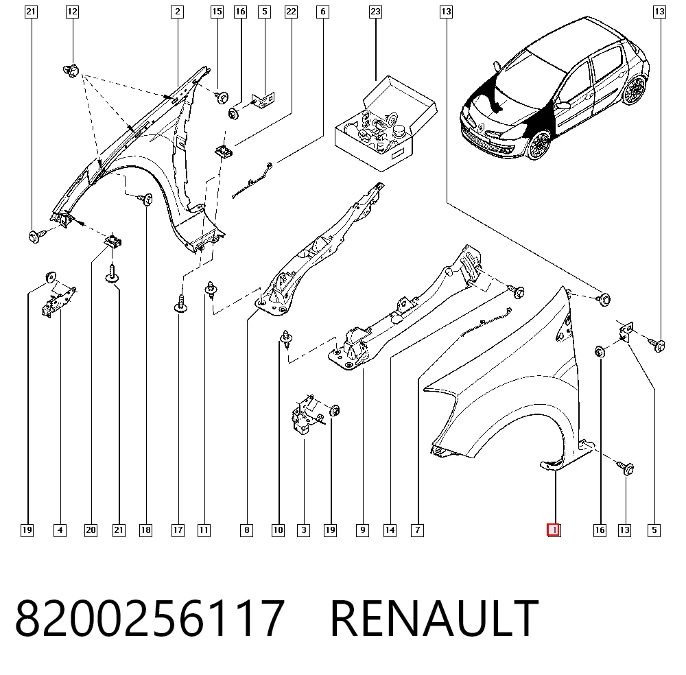  Aleta delantera izquierda Renault Clio 3