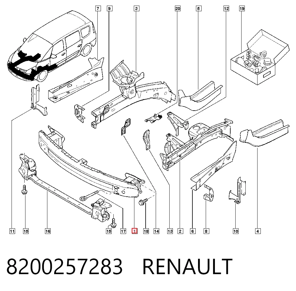 Refuerzo parachoque delantero para Renault Espace IV JK0