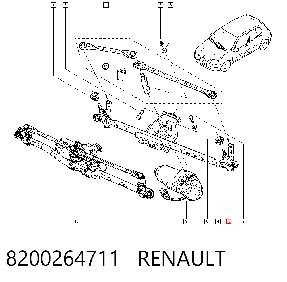Varillaje de limpiaparabrisas para Renault Clio SYMBOL LB0, LB1, LB2