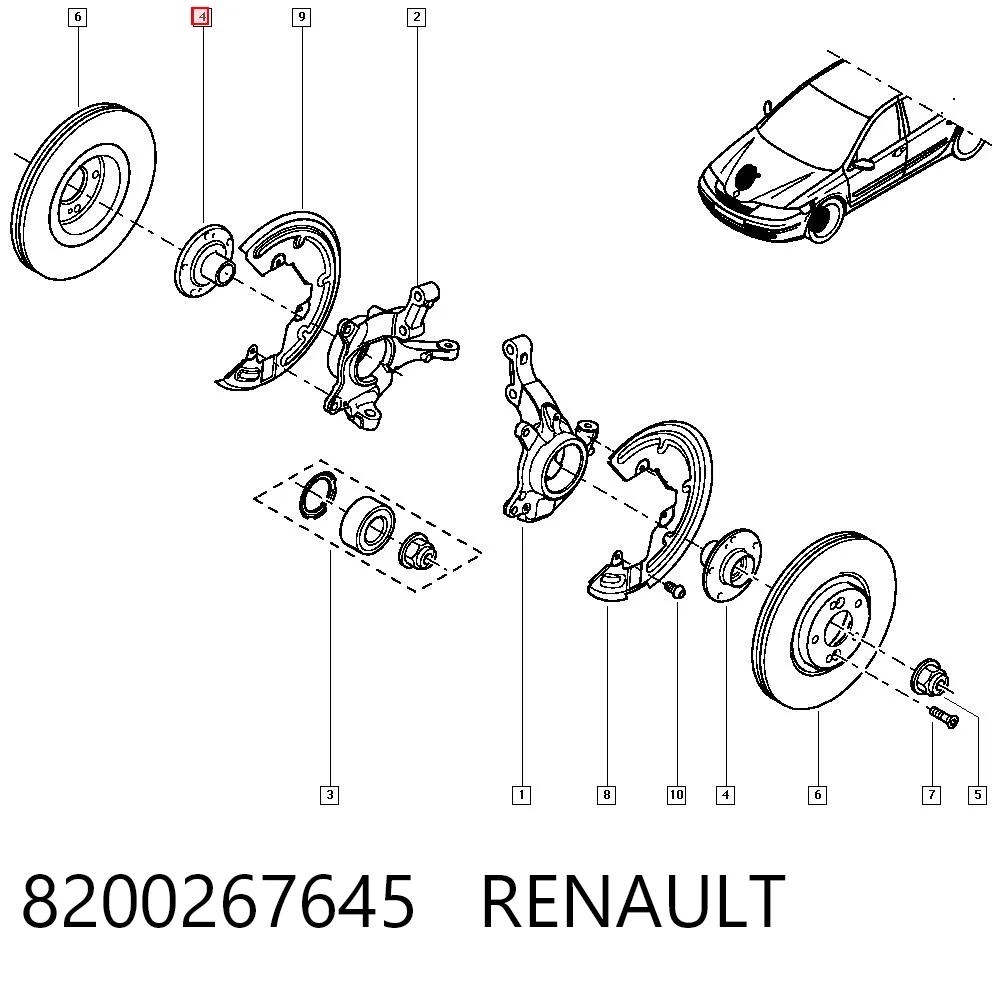 Cubo de rueda delantero 8200267645 RENAULT