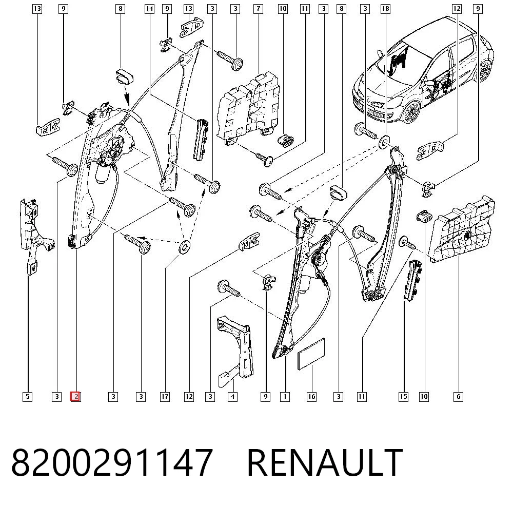 Comprar Mecanismo de elevalunas de la puerta delantera derecha Renault Clio II BB, CB a bajo precio