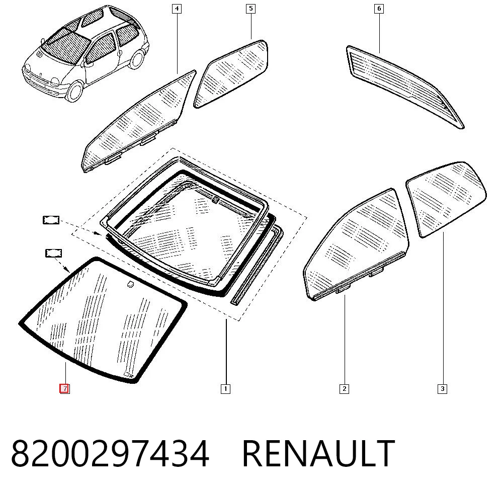 Luna delantera Renault Twingo I