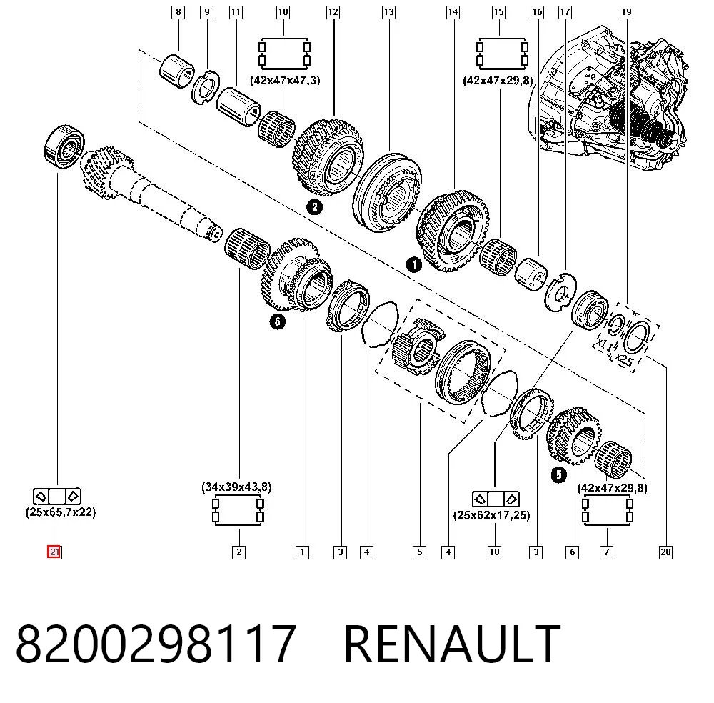 Comprar Rodamiento de la caja de cambios Renault Trafic TXX a bajo precio