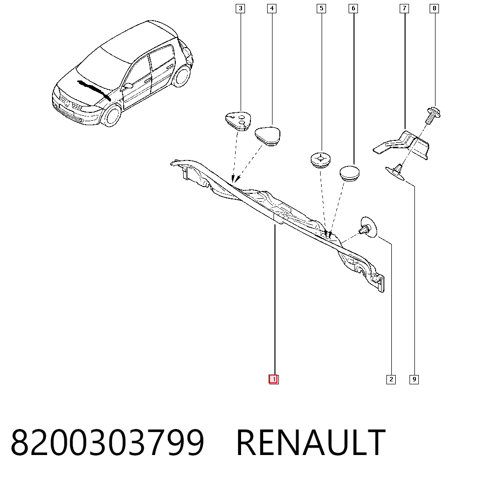 Aislamiento acústico del cortafuegos 8200303799 RENAULT