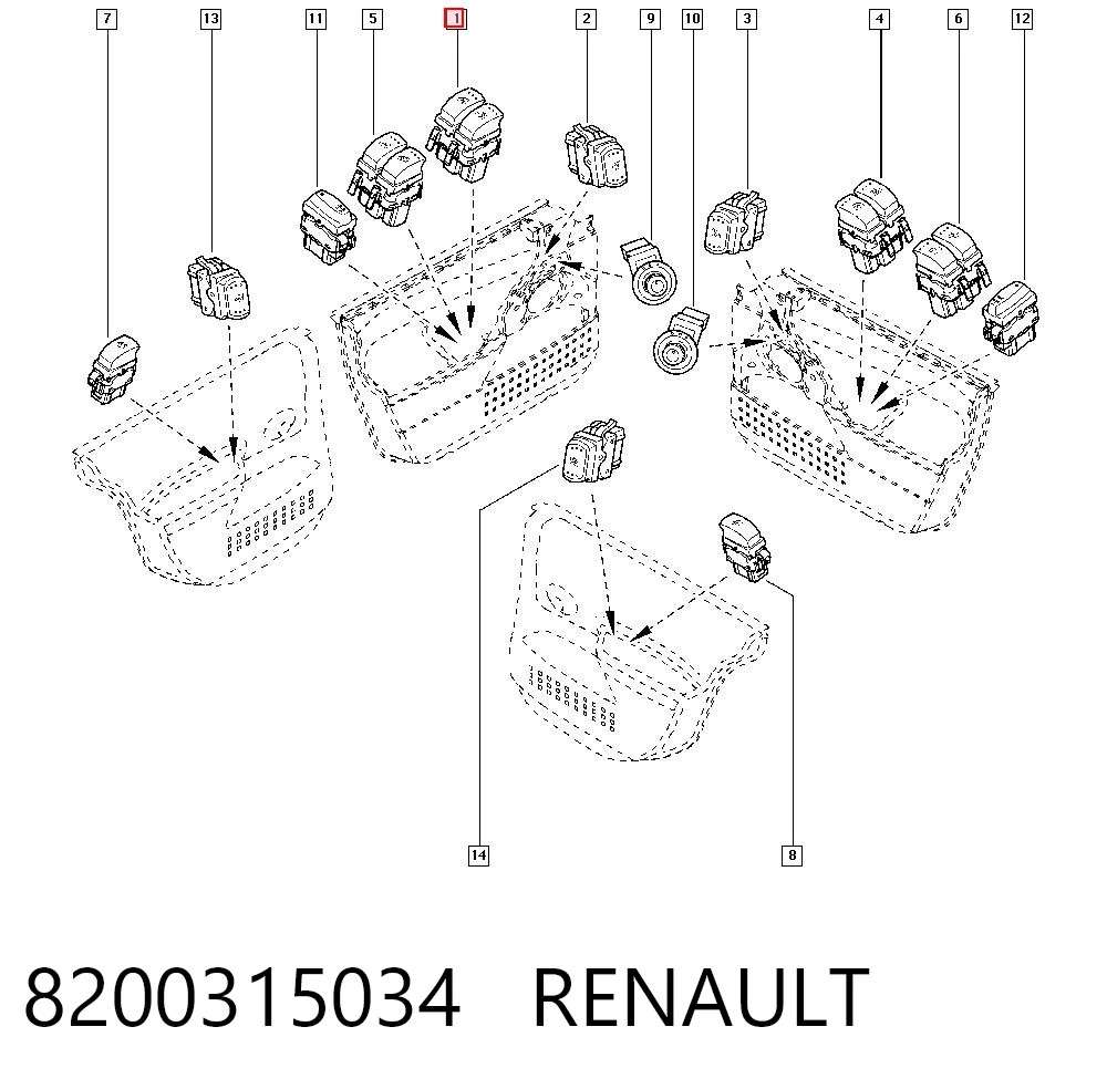 8200315034 Renault (RVI) Unidad de control de elevalunas delantera izquierda