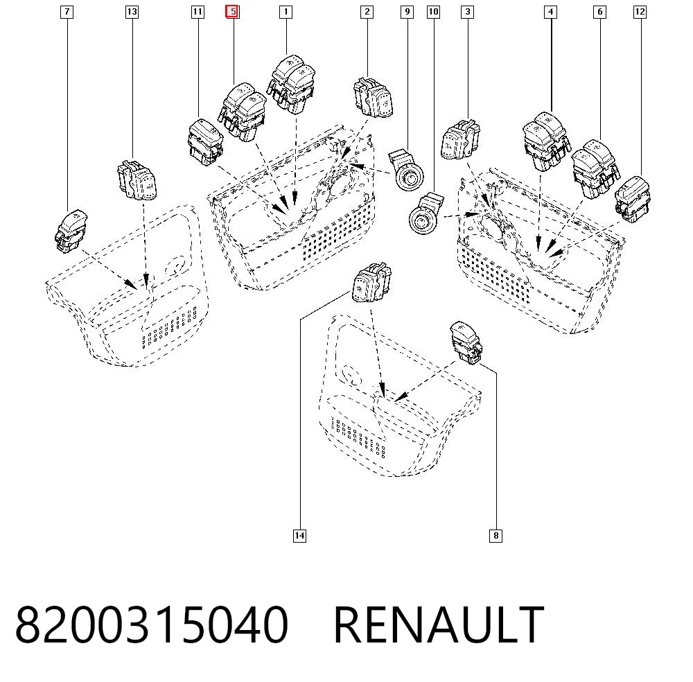 8200315040 Renault (RVI) Unidad de control de elevalunas delantera izquierda