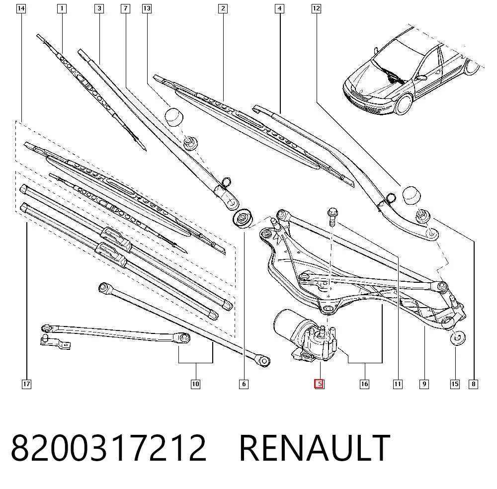 Motor limpiaparabrisas para Renault Laguna BG0, BG1