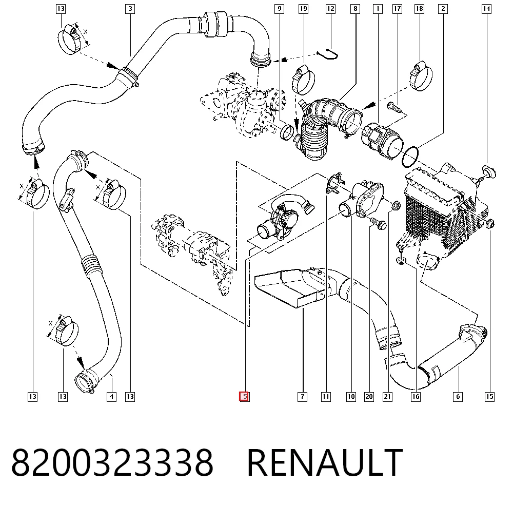 Separador de aceite del sistema de ventilación del cárter 8200323338 Nissan/Infiniti