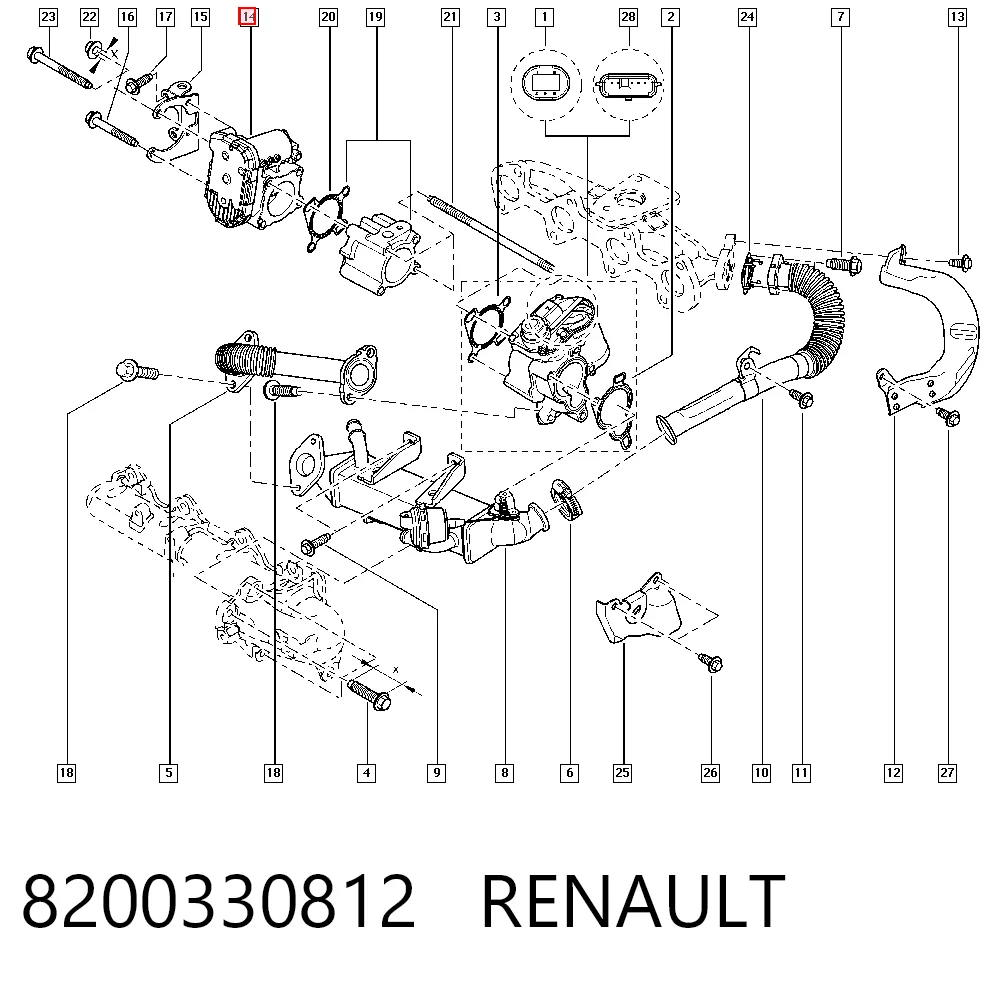 8200330812 Renault (RVI) Mariposa de admisión