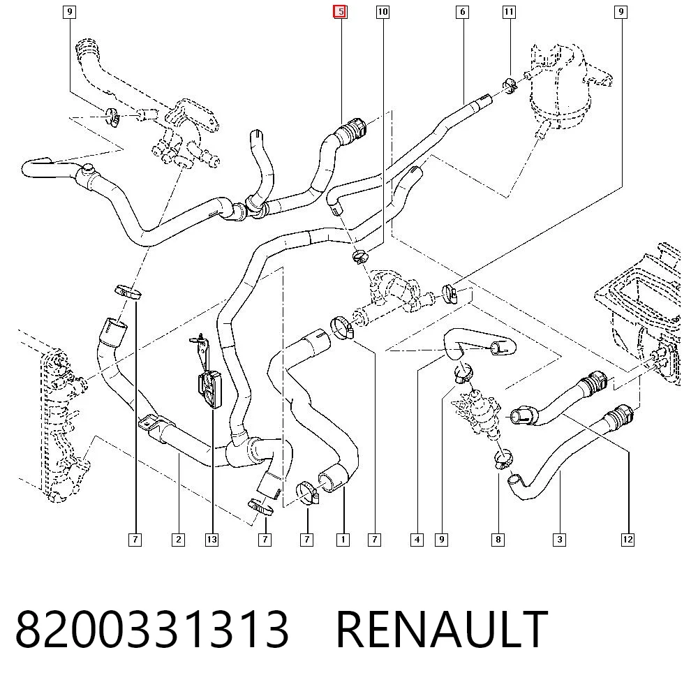 Manguera de calefacción, retorno 8200331313 RENAULT