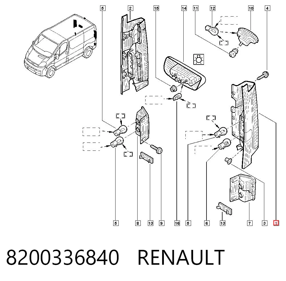 93852717 General Motors Piloto trasero izquierdo