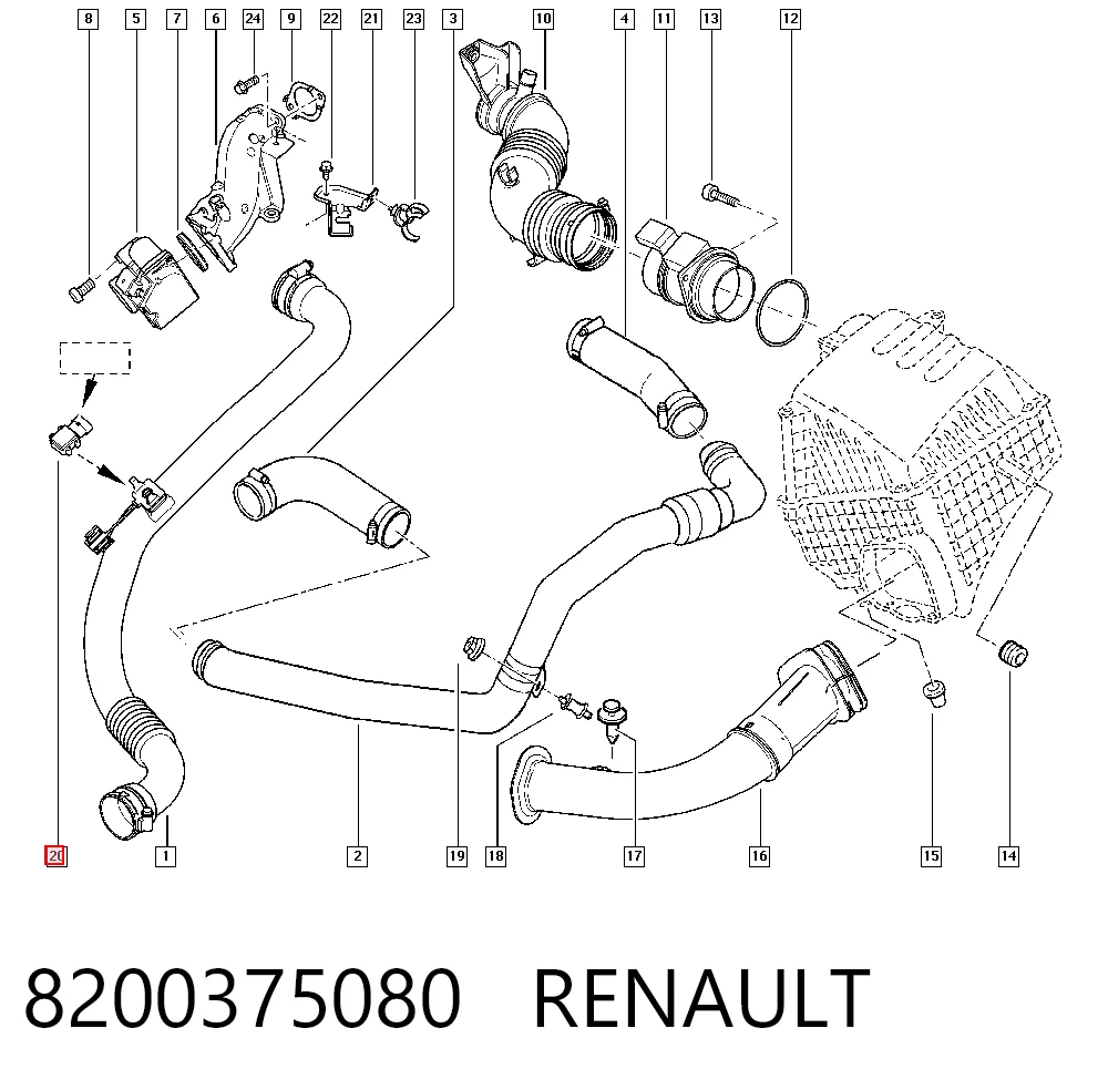 8200375080 Renault (RVI) Sensor De Presion Del Colector De Admision