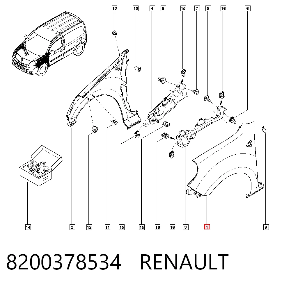 Comprar Aleta delantera izquierda Renault Kangoo II KW0, KW1