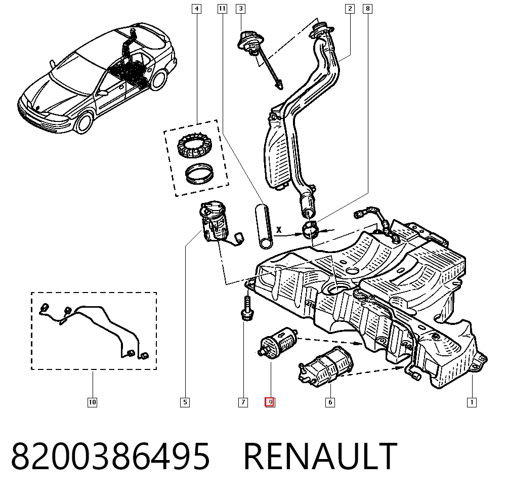 Filtro de combustible 8200386495 RENAULT