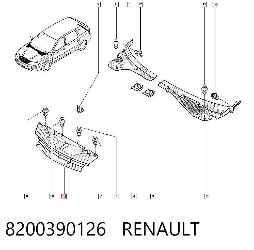 Comprar Parrilla del radiador Renault Laguna II KG0, KG1 a bajo precio