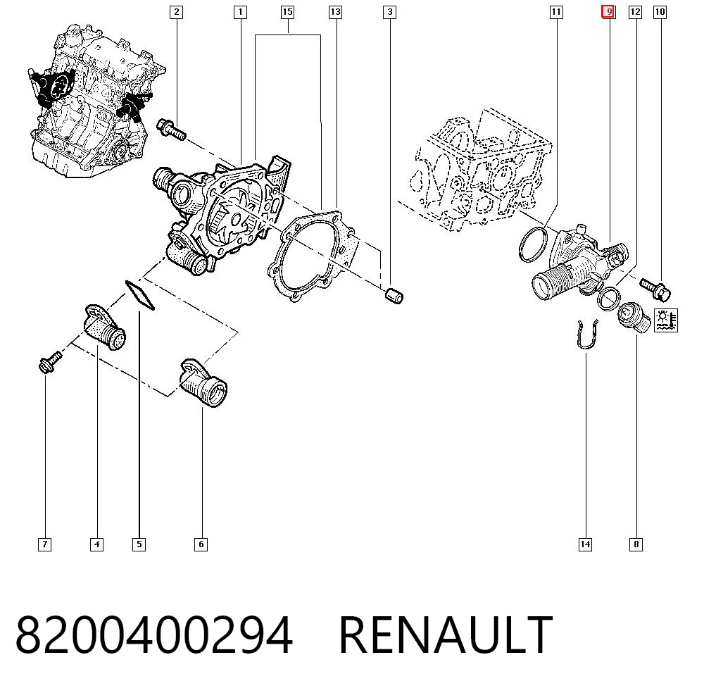 8200400294 Renault (RVI) Caja del termostato