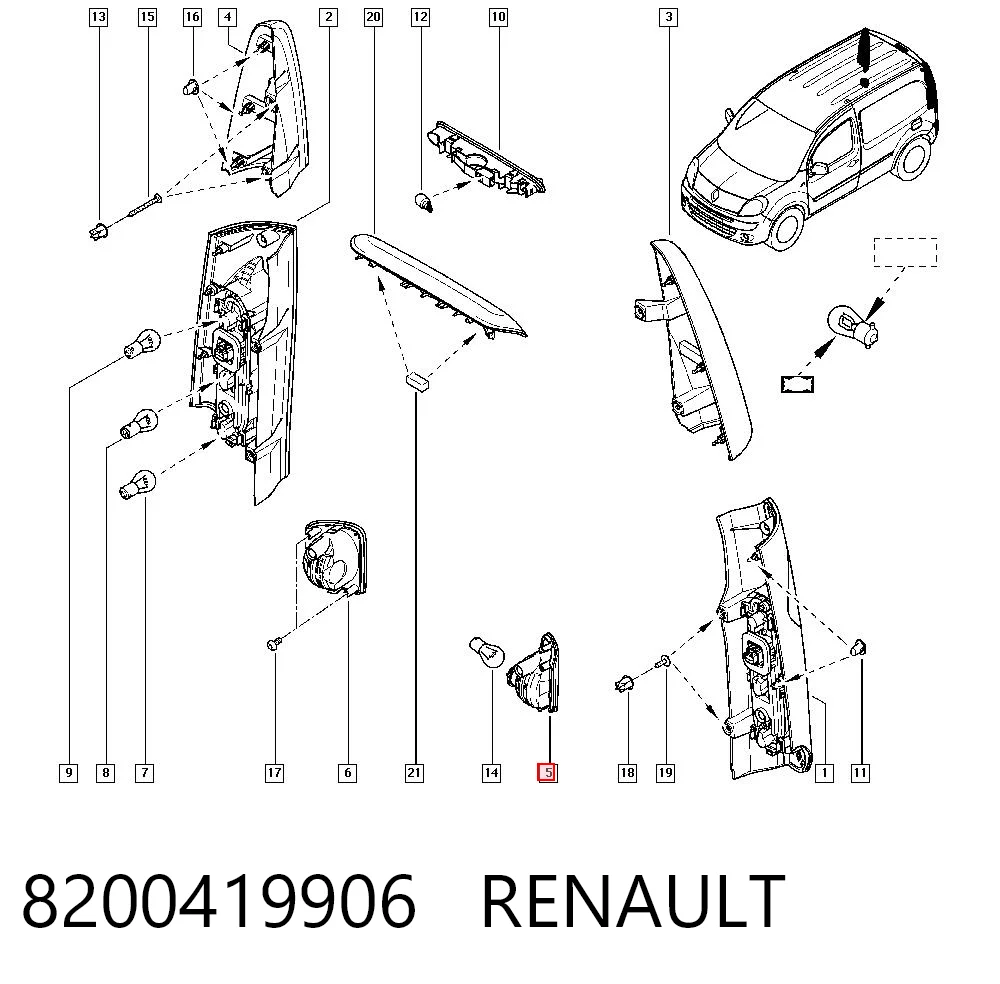 8200419906 Renault (RVI) Faro niebla trasero izquierdo