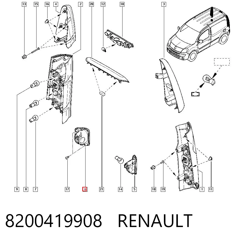 8200419908 Renault (RVI) Luz antiniebla trasera derecha