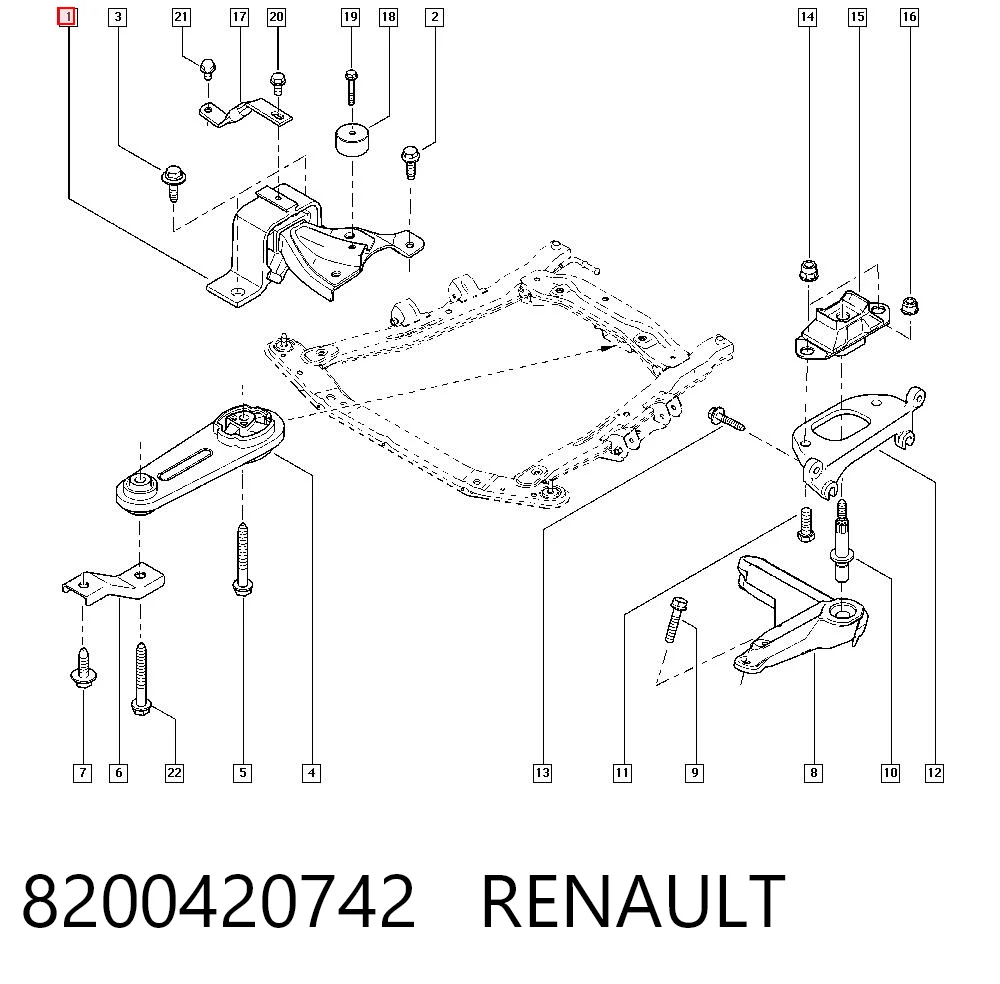 Soporte de motor derecho 8200420742 RENAULT